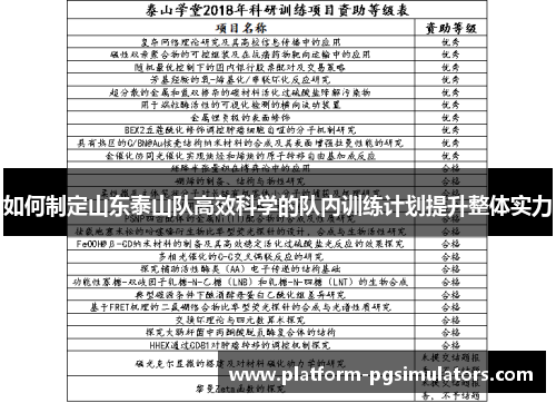 如何制定山东泰山队高效科学的队内训练计划提升整体实力