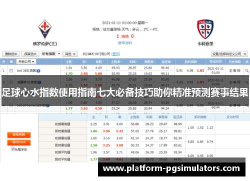 足球心水指数使用指南七大必备技巧助你精准预测赛事结果