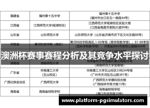 澳洲杯赛事赛程分析及其竞争水平探讨 澳洲杯赛事赛程分析及其竞争水平探讨