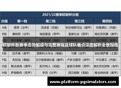 欧联杯新赛季走势解读与完整赛程及球队看点深度解析全景指南